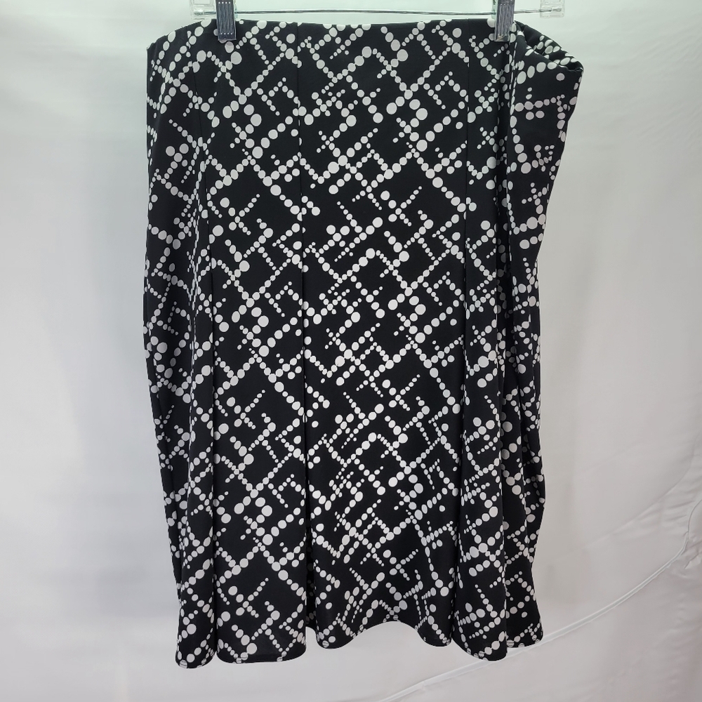 Valerie Stevens Geometric Design Skirt Pull on Knee Length/Midi Black White XL